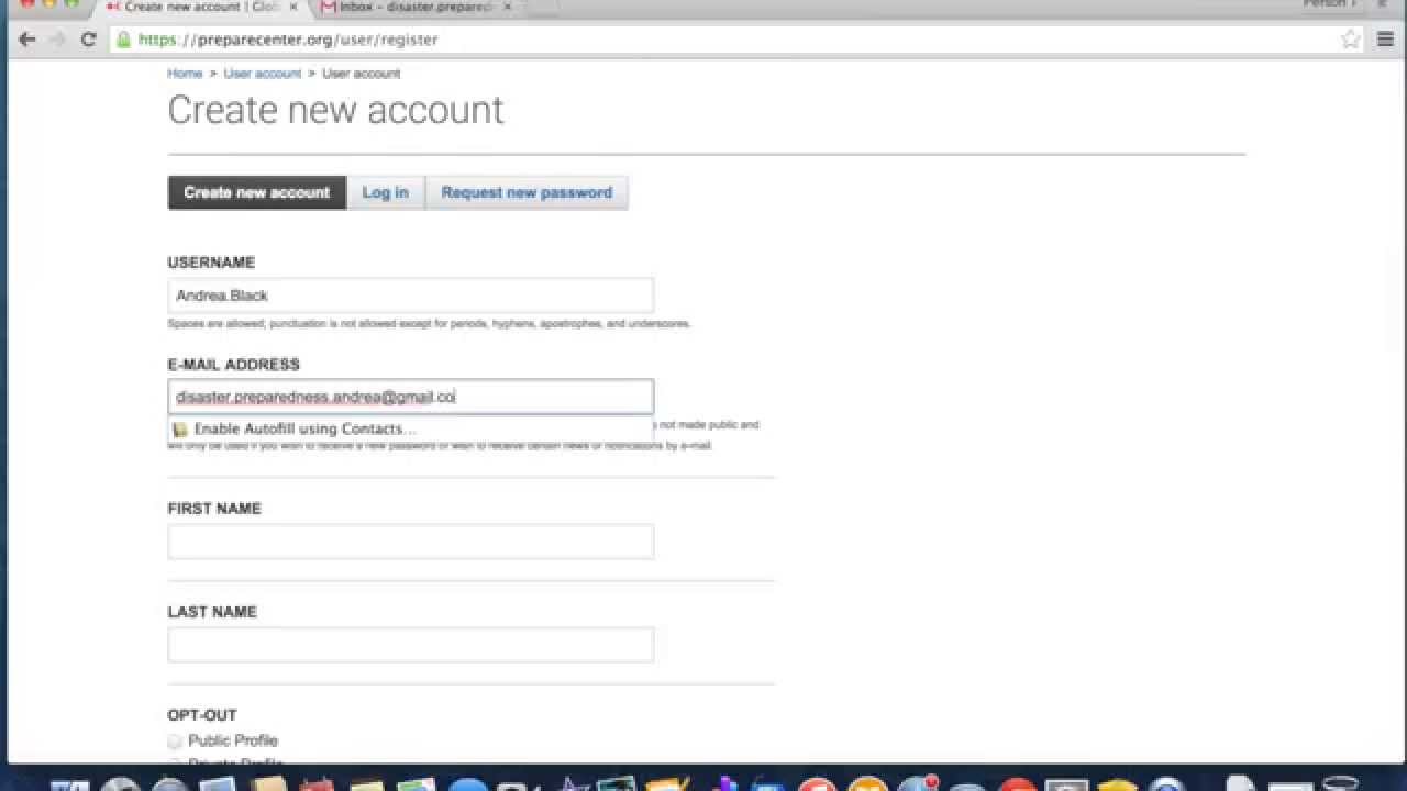 How to create an account on Preparecenter.org