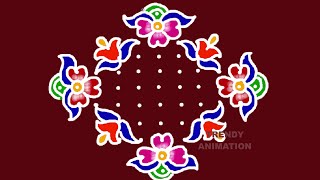 Awesome easy & simple rangoli with 13*1dots | Easy kolam | Chukkala muggulu | Trendyanimation |