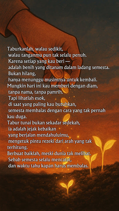 Tabur Tunai: Apa yang Kamu Berikan Akan Kembali | Puisi Penenang Jiwa & Renungan Kehidupan