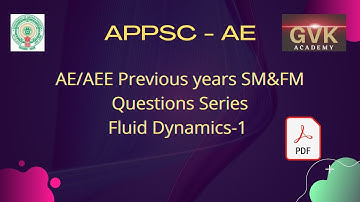 Fluid Mechanics previous year questions for AE/AEE||FM FLUID DYNAMICS PART1|GVK Academy|