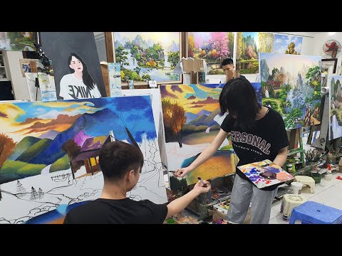 Video Học Vẽ tranh tường/ tranh sơn dầu trên canvas/ Tại Mỹ... - youtube
