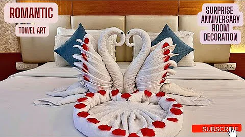 Towel Art || Romantic Room Decor | Anniversary Surprise Decor | Towel Folding 