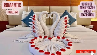 Towel Art || Romantic Room Decor | Anniversary Surprise Decor | Towel Folding 