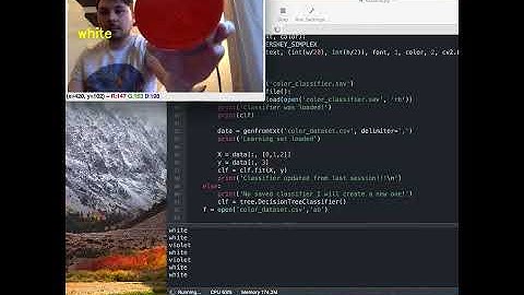 Machine learning Project demo video(identify colors of object with a webcam)