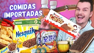 PROVANDO COMIDAS IMPORTADAS / KINDER CARDS, BARRA DE CHOCOLATE DA NESQUIK, SALGADINHO DE PIMENTA