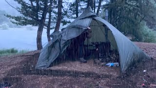 Camping in Rainstorm and Thunderstorm • My Heaviest Rain Camps - ASMR