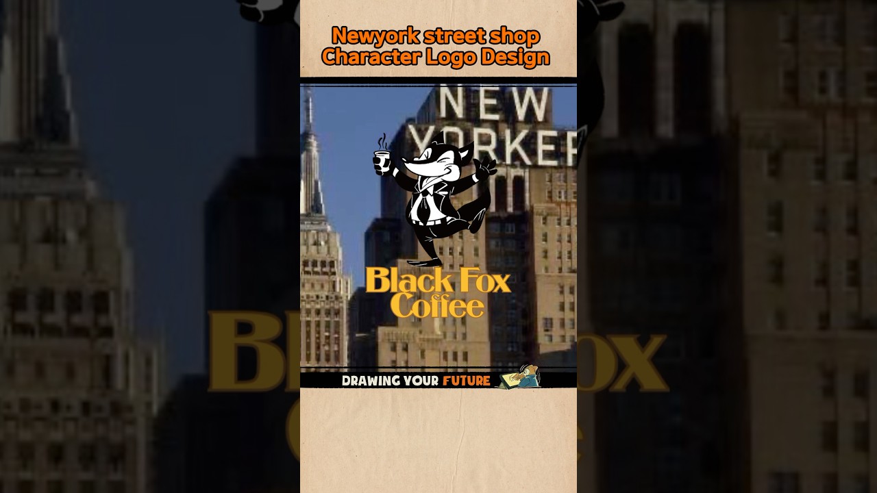 Design a character logo for NYC food spot: Black fox coffee 