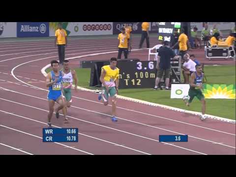 Men's 100m T12 | Round 1 H1 |  2015 IPC Athletics World Championships Doha