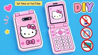 DIY Viral Hello Kitty Flip Phone Notebook 🎀📱 | No Glue! Easy craft ideas / paper craft / how to make