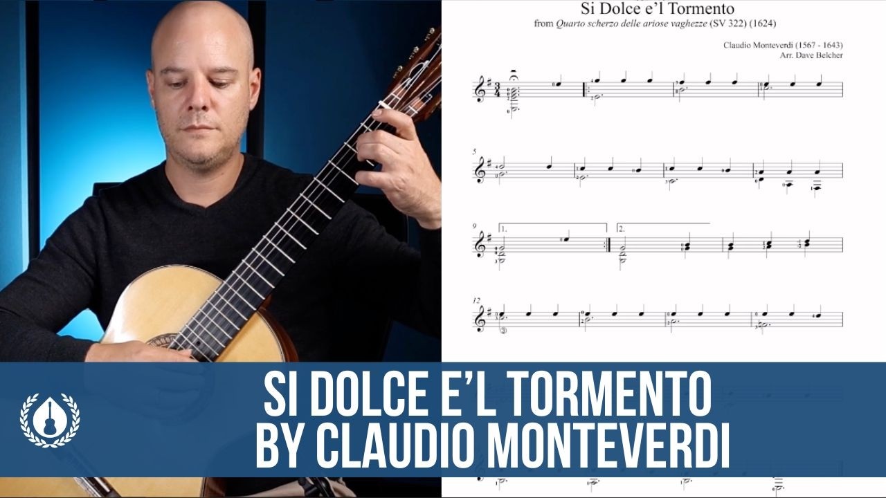 Sí dolce è’l tormento by Claudio Monteverdi for Classical Guitar: Grade 1 Beginner Lesson