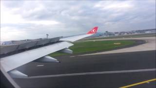 Turkish Airlines landing at Frankfurt Airport with skyline/ Frankfurt'ta iniş