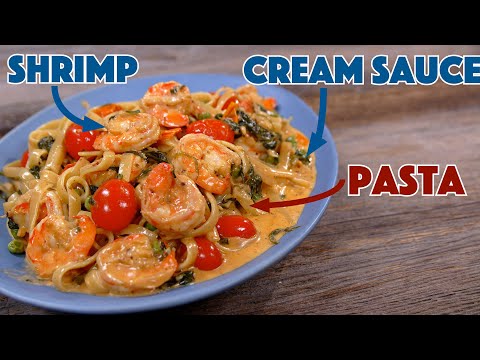 Video: Cooking spaghetti with shrimps in a creamy sauce: a recipe