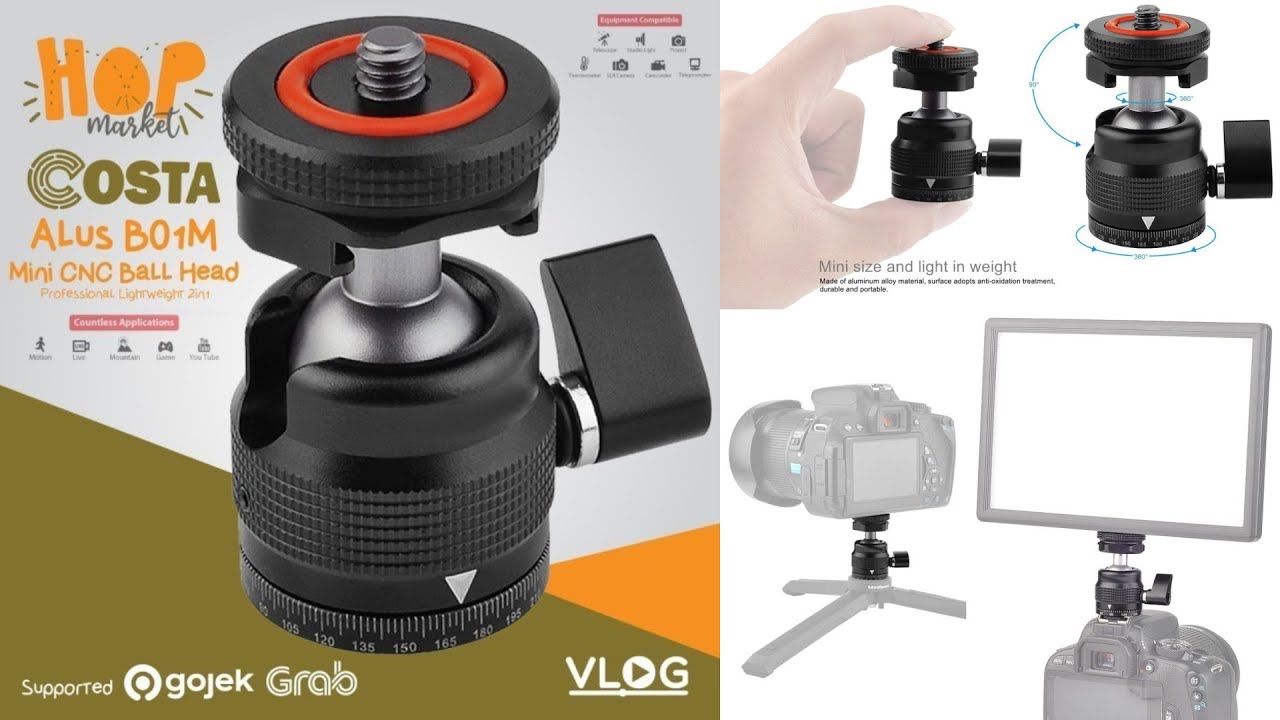 COSTA AlusB01 Full Metal Mini Ball Head Tripod with Hotshoe Panoramic YouTube