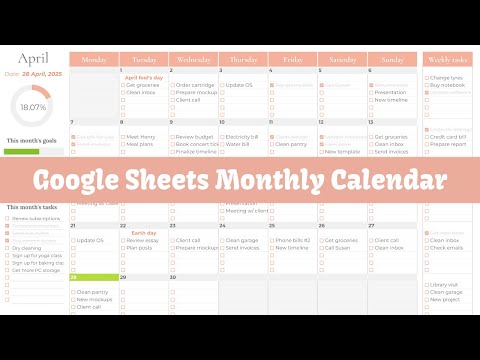 Monthly Calendar in Google Sheets — With Task Tracker & Auto Filled Annual Calendar