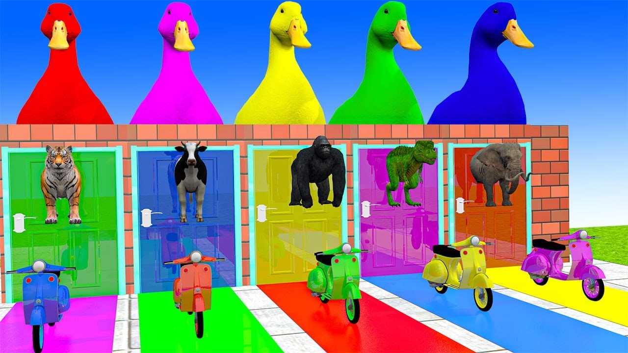 Long Slide Game With Cow Elephant Gorilla Hippopotamus Tiger 3d Animal Game Funny 3d Animals