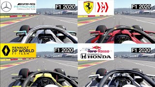 F1 2018 vs F1 2019 vs F1 2020: Direct Engine Sound Comparison (Upshifts and Downshifts)