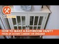 How to make a bathroom vanity from an accent cabinet or dresser.