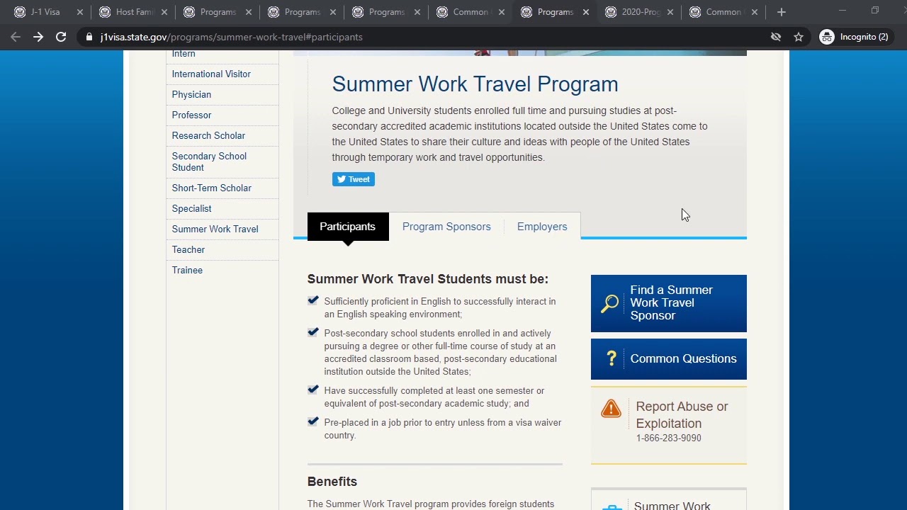 Overview of J1 visa, ( summer work program)