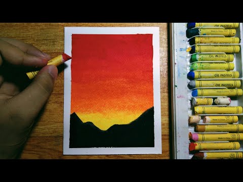 Easy Oil Pastel Sunset Drawing for Beginners | Step-by-Step Tutorial