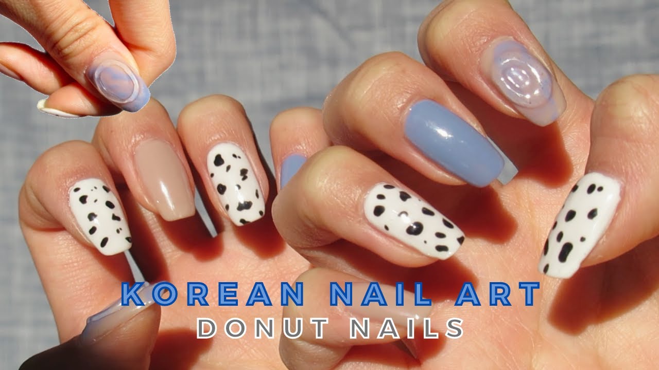 Korean Nail Art ✨ / Donut Gel Nails / Self Nails / Nail ASMR 💅 - YouTube