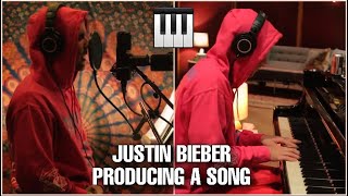 Justin Bieber Recording And Producing New Song In The Studio 