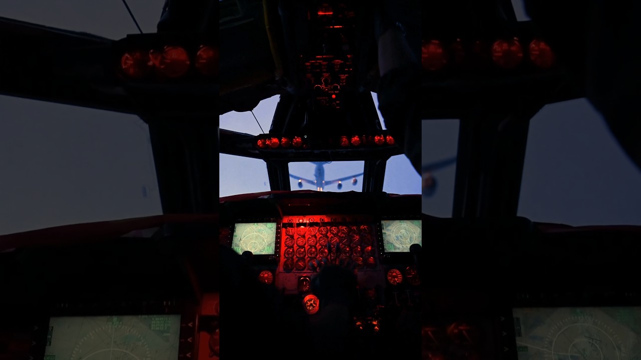 B-52 cockpit footage: midair refueling from KC-135 during BTF Europe 