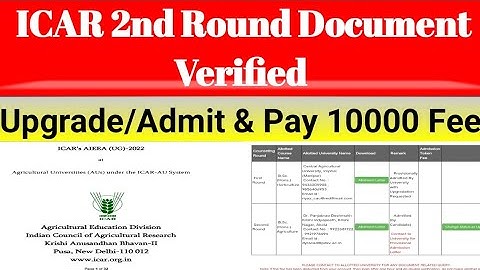icar 2nd Round Document Verified l How to Upgrade/ Admit and pay 10,000 Payment. #icar #counseling