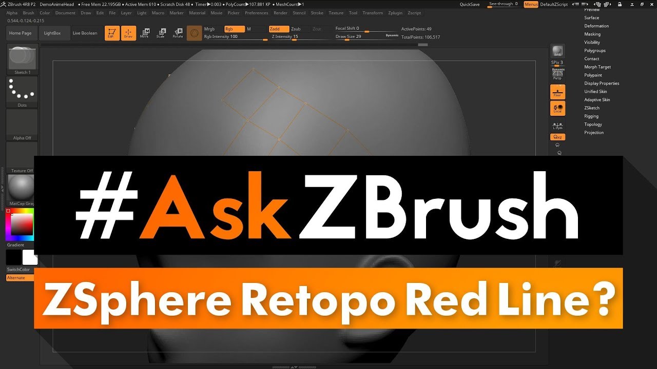 3d animation internships #AskZBrush: “I get a Red Line when using ZSpheres to retopo? I can't make it disappear?