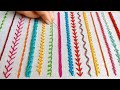 Hand Embroidery Basic Stitches for Beginners,9Different Stitches Birder line Design,বর্ডারলাইন সেলাই