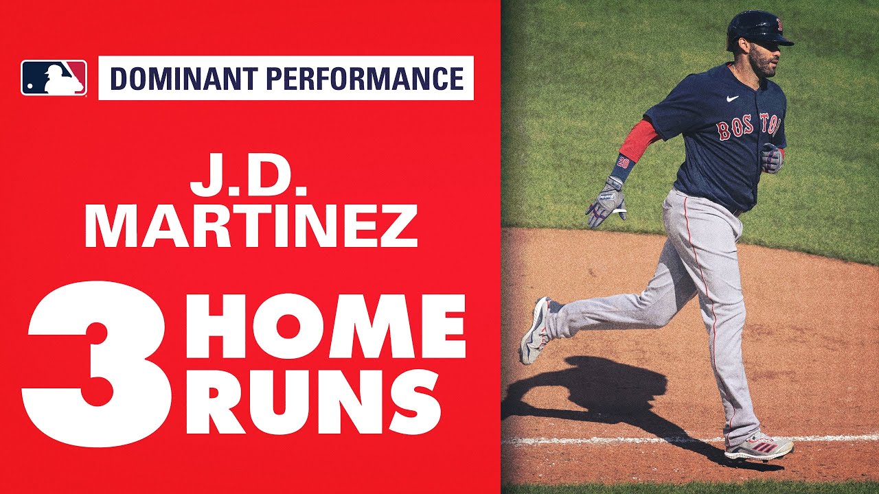 J.D. Martinez hits THREE home runs! Now has 12 extra-base hits in