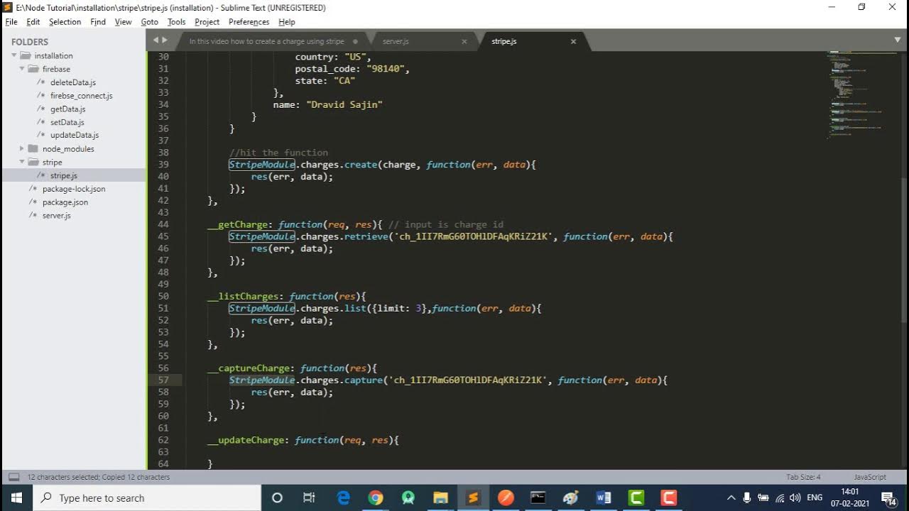 How to update a charges in stripe using Node js - YouTube