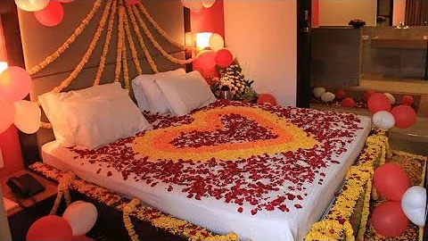 First Night Room Decoration for Newly Married Couple | Wedding Bedroom Decoration Idea