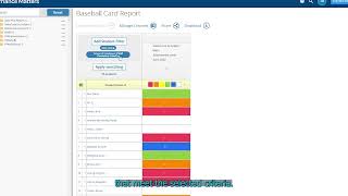 Student Filters and Column Headers in Baseball Card