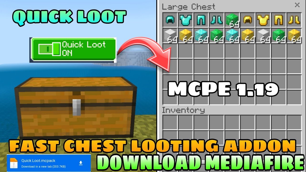 QUICK LOOT Addon For MCPE 1.19 | Fast Chest Looting in Minecraft Pocket ...