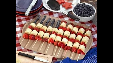 How to Make USA Flag Kabobs Fruit Arrangement | RadaCutlery.com