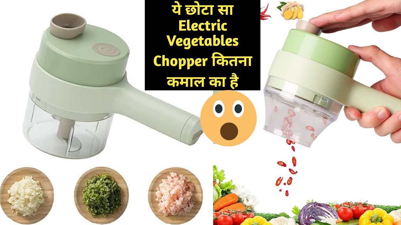 4 In 1 Electric Handheld Vegetable Cutter Set Wireless Food Chopper Product  Review & Demo 