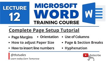 MS Word Training Course Lecture 12 | MS Word Page Setup Tutorial |#thstudies #msword #mswordtutorial