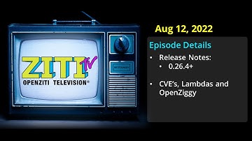 Ziti TV Aug 12 2022 - CVEs/AWS Lambda and OpenZiggy!