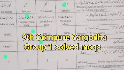 Solved Mcqs 9th Computer sargodha board group 1 objective paper 2024 9th computer first time paper