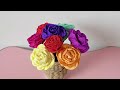 DIY如何做纸玫瑰||五彩玫瑰||How to make paper roses