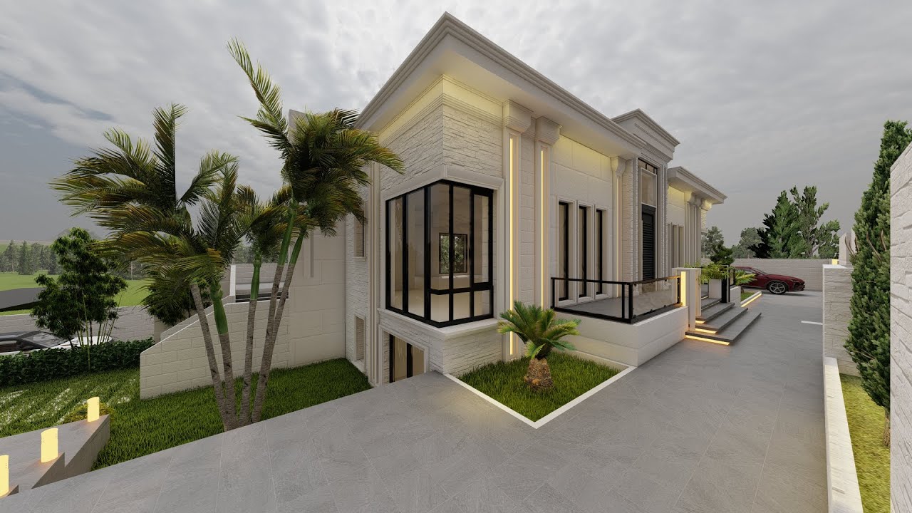 تصميم مميز يظهراناقة اللون الابيض للمالك جابر علامات - مادبا/الاردن - new classic house design