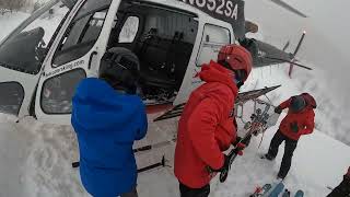 Helicopter Emerging from the Clouds, Ruby Mountain Heliski, 3/1/2023