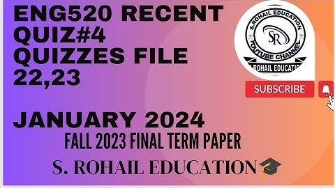 Eng520 || Recent Quiz #4 || 22,23 January 2024 || Final Term Quizzes File by @S.Rohail