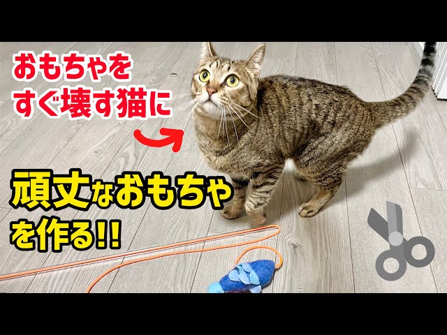 猫おもちゃDIY】100均の材料を使って壊されない猫じゃらし釣竿を手作り