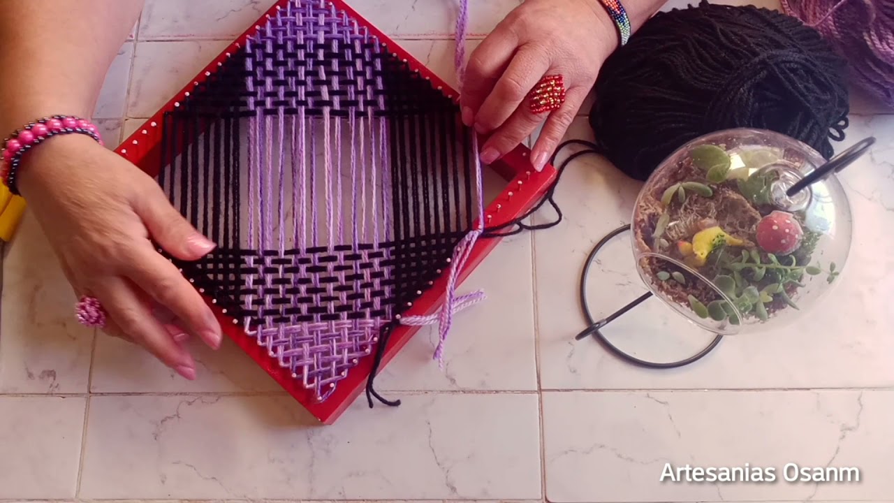 Telar cuadrado. Clase 6. Punto escocés.  Primera clase de  Morral