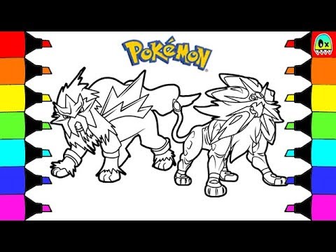  Coloring  Pages  Pokemon  Entei  and Solgaleo colouring  for 