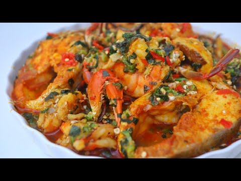 HOW TO COOK SEAFOOD OKRA SOUP USING BARRACUDA FISH