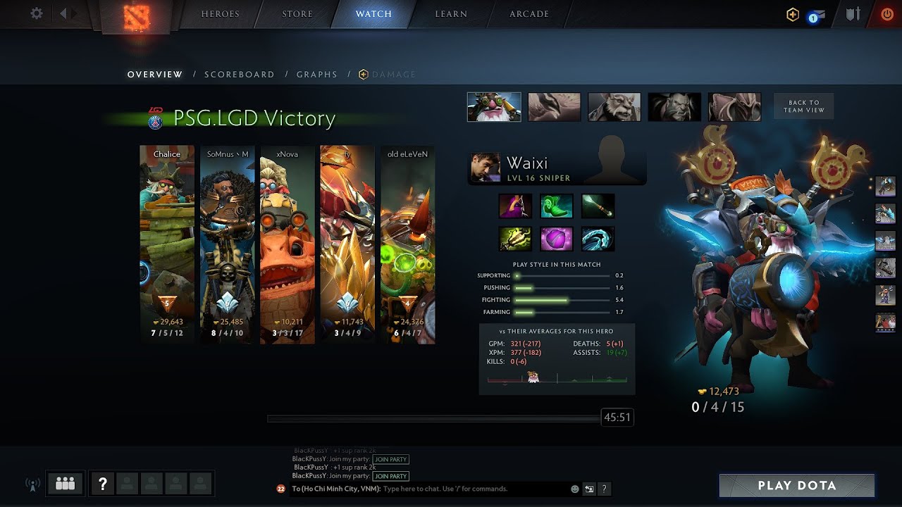 dota2sup Waixi Sniper - PSG.LGD vs Newbee