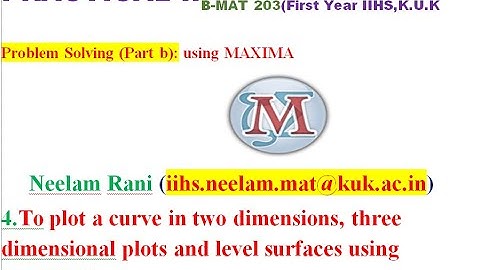 MAXIMA PROGRAMME: 4.  To plot a curve in two dimensions, three    dimensional plots| IIHS|KUK