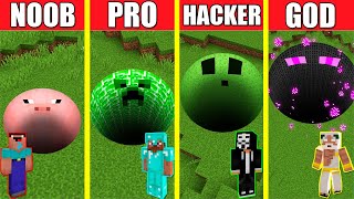 Minecraft Battle: TUNNEL HOUSE BUILD CHALLENGE - NOOB vs PRO vs HACKER vs GOD \/ Animation PIT HOLE